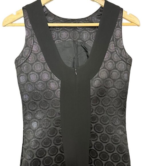 Tory Burch‎ Brylyn Dress Black Metallic Textured Circle Print Cocktail A-Line 0 - Picture 7 of 11